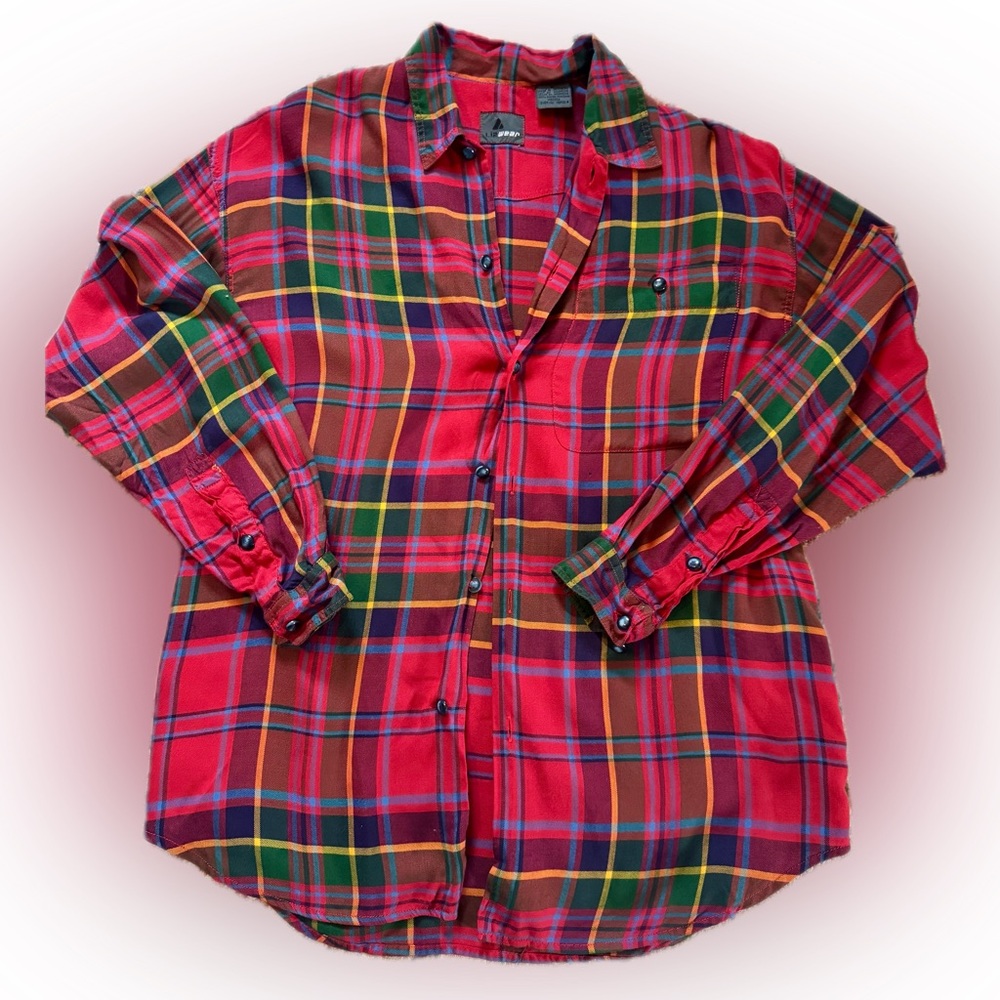 Vintage Colorful Plaid Button-Up Shirt